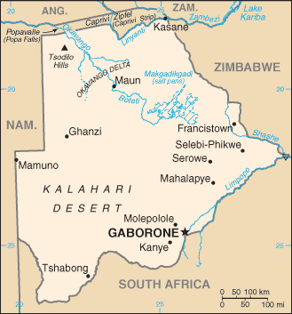 Country of Botswana Map