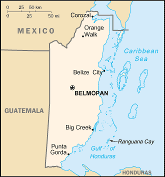 Country of Belize Map