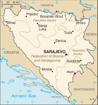 Country of Bosnia and Herzegovina Map