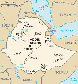 Country of Ethiopia Map