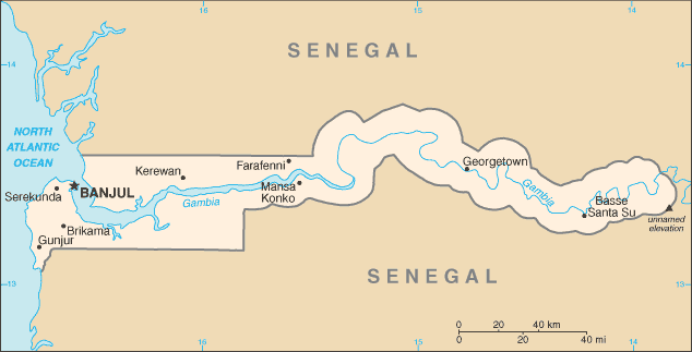 Country of Gambia, The Map