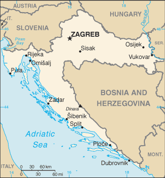 Country of Croatia Map