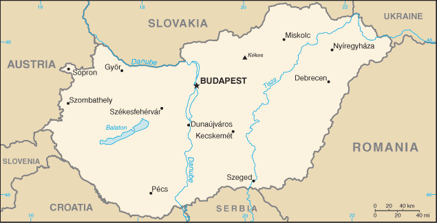 Country of Hungary Map
