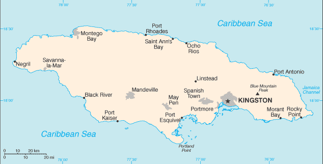 Country of Jamaica Map