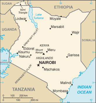 Country of Kenya Map