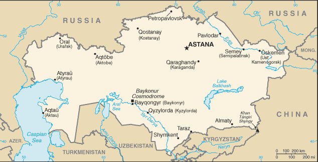 Country of Kazakhstan Map
