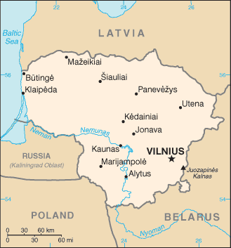 Country of Lithuania Map