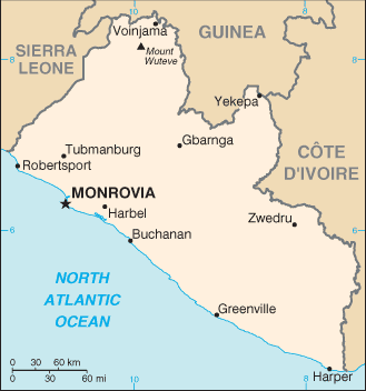 Country of Liberia Map