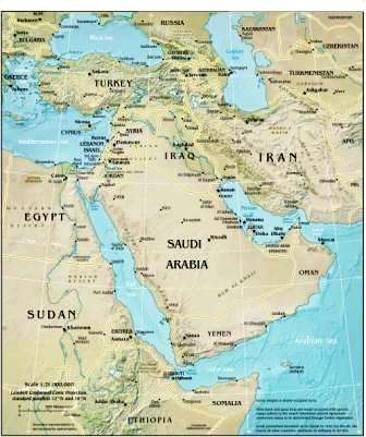 middle east map labeled with rivers