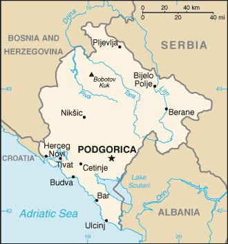 Country of Montenegro Map