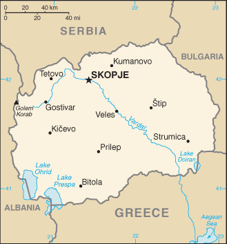 Country of North Macedonia Map