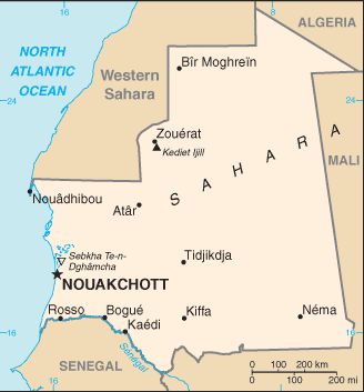 Country of Mauritania Map