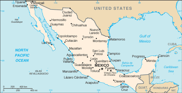 Country of Mexico Map