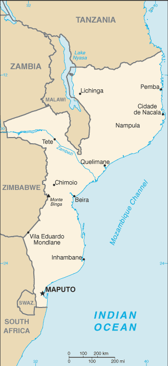 Country of Mozambique Map