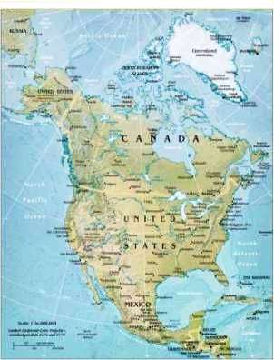Geographic Map Of America Geography for Kids: North American   flags, maps, industries 