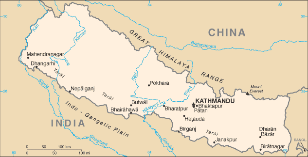 Country of Nepal Map