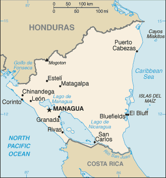 Country of Nicaragua Map