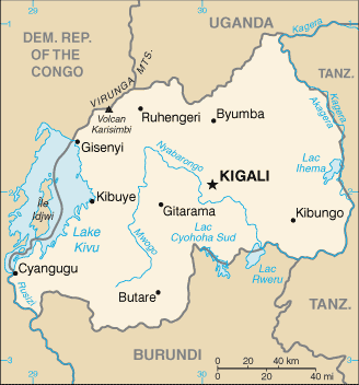 Country of Rwanda Map