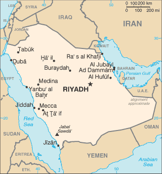 Country of Saudi Arabia Map
