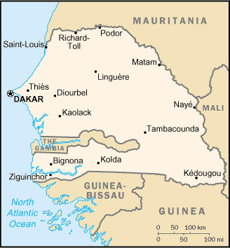 Country of Senegal Map