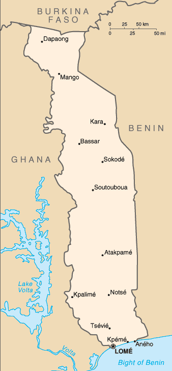 Country of Togo Map