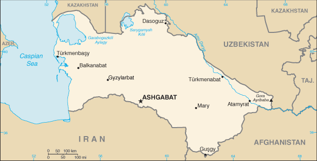 Country of Turkmenistan Map