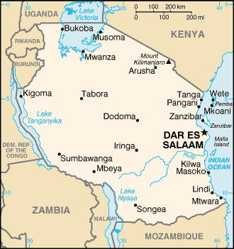 Country of Tanzania Map