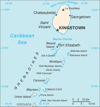 Country of Saint Vincent and the Grenadines Map