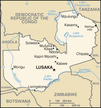 Country of Zambia Map