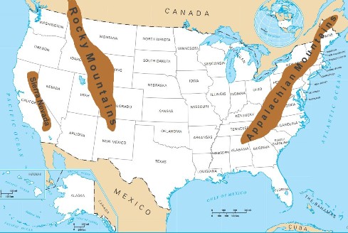 map of us with mountains Us Geography Mountain Ranges map of us with mountains