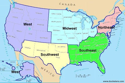 regions states geography map northeast united ducksters major geographical
